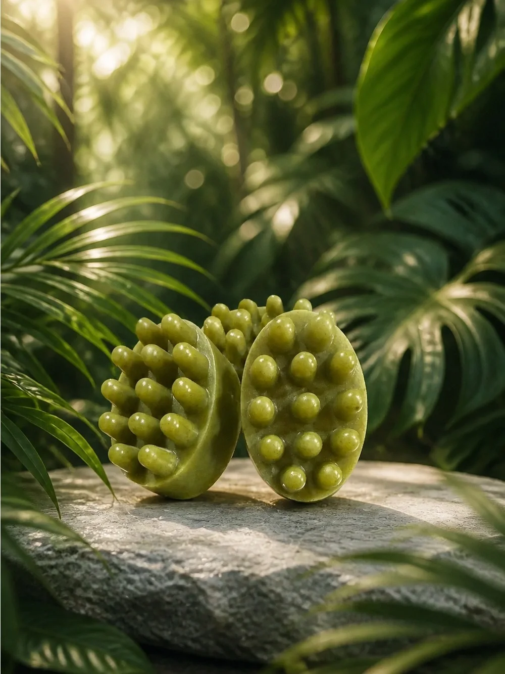 Stimulating Green Scalp Massage Brush - Women Accessories. Cerasse soap.